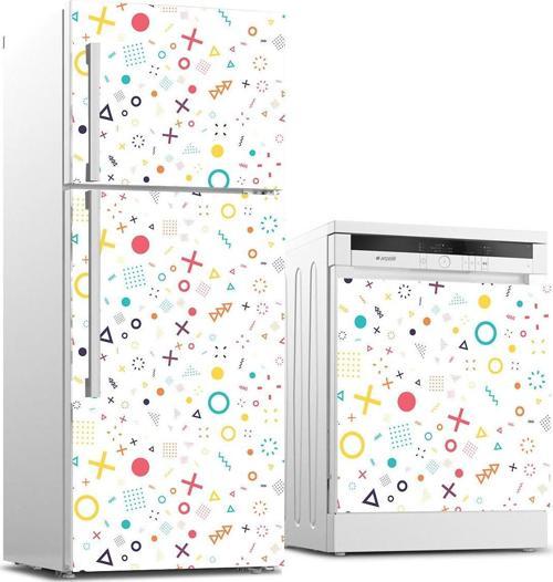 Buzdolabı ve Bulaşık Makinası Beyaz Eşya Sticker Kaplama Geometrik Şekiller