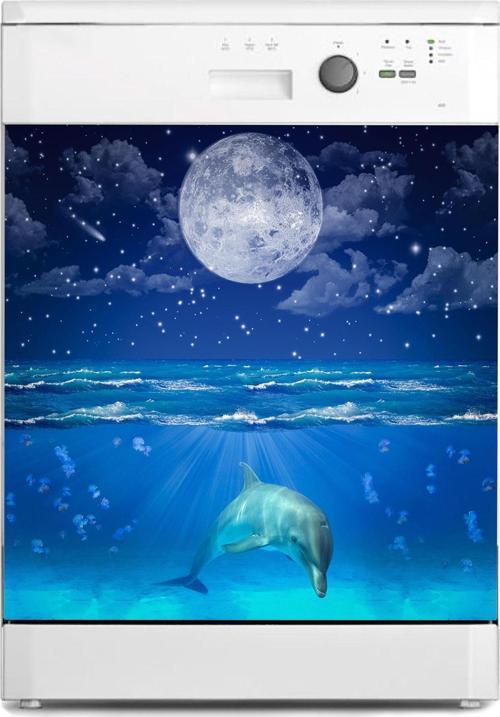 Bulaşık Makinesi Sticker Kaplama Beyaz Eşya Kaplama Uyuyan Yunus