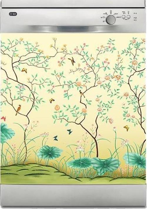 Bulaşık Makinesi Sticker Kaplama Beyaz Eşya Kaplama Ağaç Kuşlar