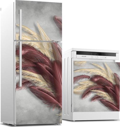 Buzdolabı ve Bulaşık Makinası Beyaz Eşya Sticker Kaplama Güzel Tüyler