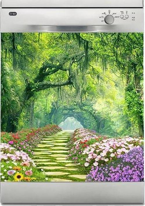Bulaşık Makinesi Sticker Kaplama Beyaz Eşya Kaplama Ağaçlı Yol