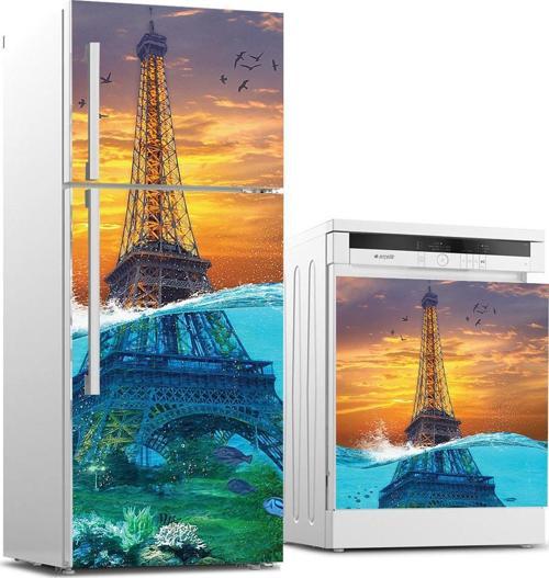 Buzdolabı ve Bulaşık Makinası Beyaz Eşya Sticker Kaplama Batık Eyfel