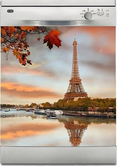 Bulaşık Makinesi Sticker Kaplama Beyaz Eşya Kaplama Eyfel Sonbahar