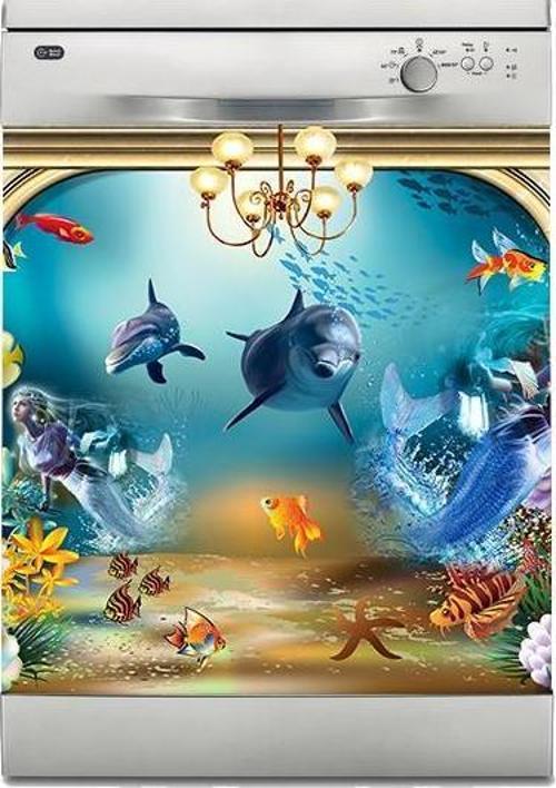 Bulaşık Makinesi Sticker Kaplama Beyaz Eşya Kaplama Fantastik Deniz Kızı