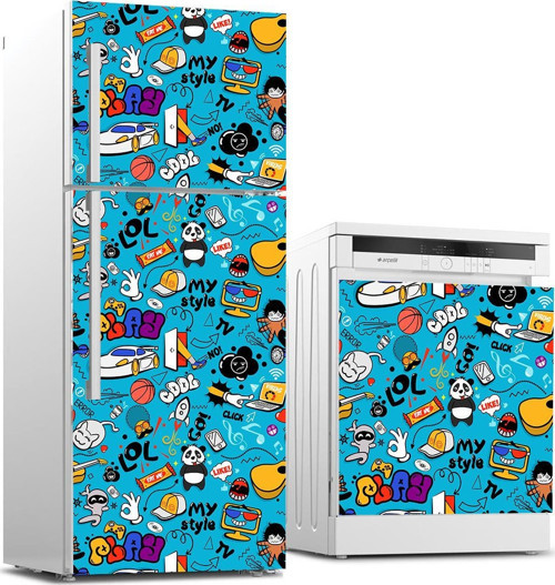 Buzdolabı ve Bulaşık Makinası Beyaz Eşya Sticker Kaplama Lol Play