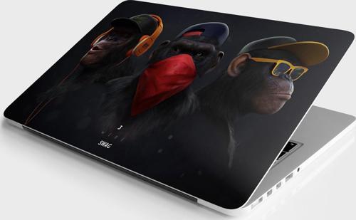 Laptop Sticker Bilgisayar Notebook Pc Kaplama Etiketi Üç Maymun