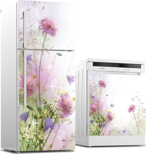 Buzdolabı ve Bulaşık Makinası Beyaz Eşya Sticker Kaplama Pastel Çiçek