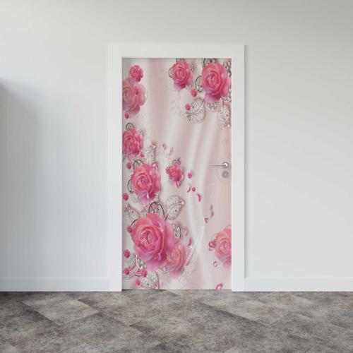 Kapı Giydirme Kapı Sticker Folyosu Pembe Güller