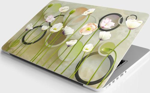 Laptop Sticker Bilgisayar Notebook Pc Kaplama Etiketi Yeşil Yuvarlak Çiçek