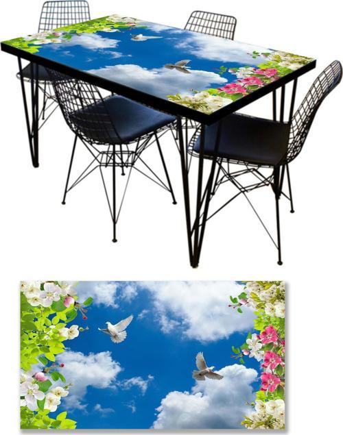 Masa Kaplama Folyosu Mobilya Masa Kaplama Folyoları Gökyüzü Çiçek Kuş