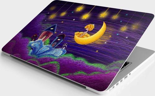 Laptop Sticker Bilgisayar Notebook Pc Kaplama Etiketi Yıldızlı Ay Sanat