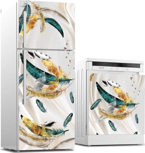 Buzdolabı ve Bulaşık Makinası Beyaz Eşya Sticker Kaplama Renkli Tüyler