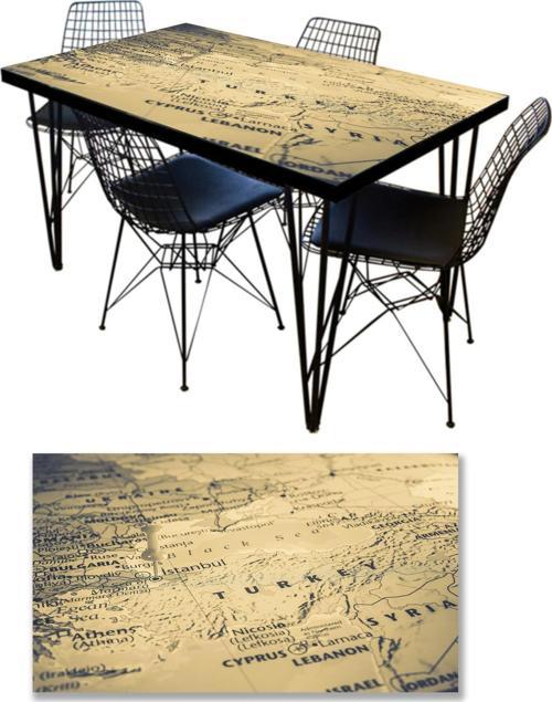 Masa Kaplama Folyosu Mobilya Masa Kaplama Folyoları İstanbul Harita Vintage