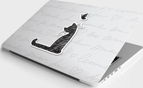 Laptop Sticker Bilgisayar Notebook Pc Kaplama Etiketi Kedi Kelebek