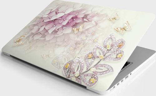 Laptop Sticker Bilgisayar Notebook Pc Kaplama Etiketi Kelebek Çiçek Elmas