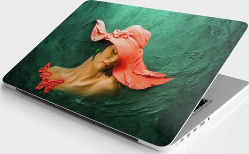 Laptop Sticker Bilgisayar Notebook Pc Kaplama Etiketi Kırmızı Şapkalı Kadın