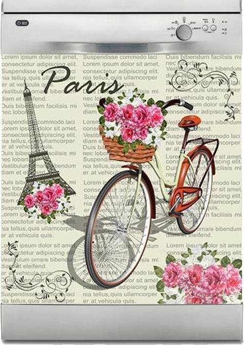 Bulaşık Makinesi Sticker Kaplama Beyaz Eşya Kaplama Paris Bisiklet