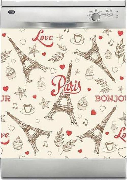 Bulaşık Makinesi Sticker Kaplama Beyaz Eşya Kaplama Paris Eyfel Kulesi