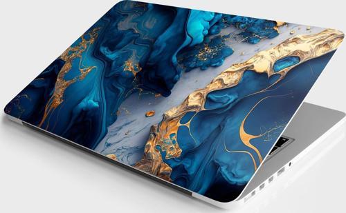 Laptop Sticker Bilgisayar Notebook Pc Kaplama Etiketi Lüks Mermer Altın Mavi