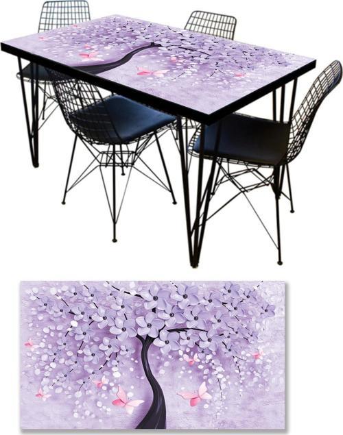 Masa Kaplama Folyosu Mobilya Masa Kaplama Folyoları 3D Lila Ağaç