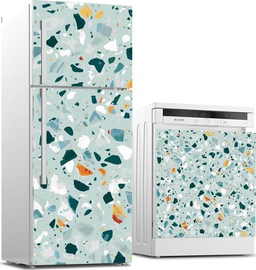 Buzdolabı ve Bulaşık Makinası Beyaz Eşya Sticker Kaplama Terrazzo