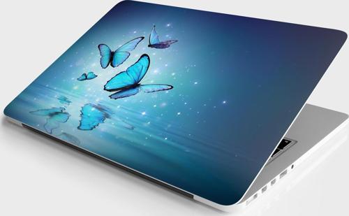 Laptop Sticker Bilgisayar Notebook Pc Kaplama Etiketi Mavi Kelebekler