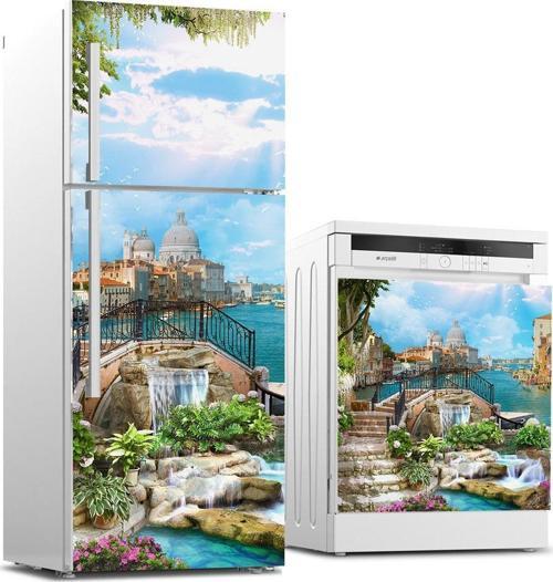 Buzdolabı ve Bulaşık Makinası Beyaz Eşya Sticker Kaplama Venedik Kolaj