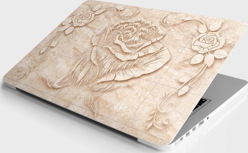 Laptop Sticker Bilgisayar Notebook Pc Kaplama Etiketi Mermer Çiçek Çizim