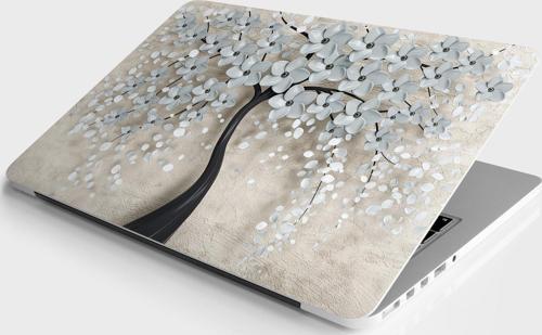 Laptop Sticker Bilgisayar Notebook Pc Kaplama Etiketi 3d Ağaç Gri