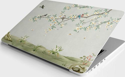 Laptop Sticker Bilgisayar Notebook Pc Kaplama Etiketi 3D Ağaç Kuşlar