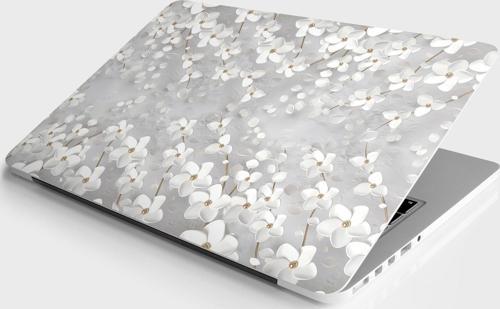 Laptop Sticker Bilgisayar Notebook Pc Kaplama Etiketi 3d Beyaz Yaprak