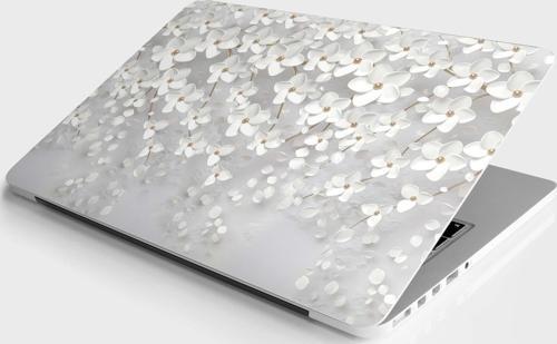 Laptop Sticker Bilgisayar Notebook Pc Kaplama Etiketi 3d Beyaz Yapraklar