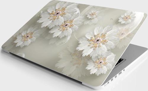 Laptop Sticker Bilgisayar Notebook Pc Kaplama Etiketi 3D Çiçekler