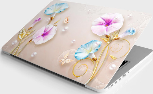Laptop Sticker Bilgisayar Notebook Pc Kaplama Etiketi 3D Kelebek Çiçek