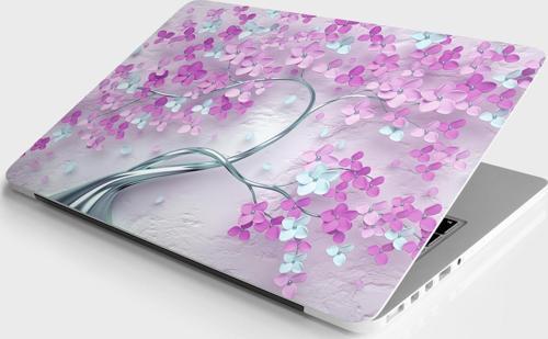 Laptop Sticker Bilgisayar Notebook Pc Kaplama Etiketi 3D Mor Ağaç