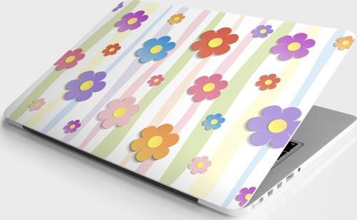 Laptop Sticker Bilgisayar Notebook Pc Kaplama Etiketi 3D Renkli Papatya