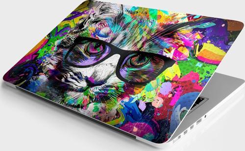 Laptop Sticker Bilgisayar Notebook Pc Kaplama Etiketi Renkli Kedi