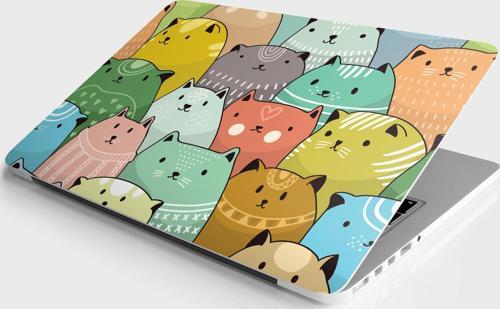 Laptop Sticker Bilgisayar Notebook Pc Kaplama Etiketi Renkli Kediler
