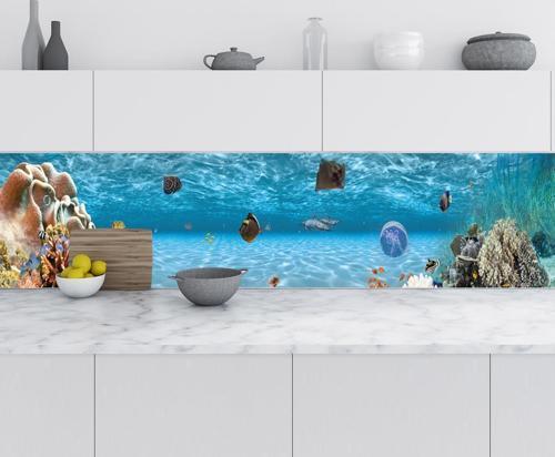 Mutfak Tezgah Arası Folyo Fayans Kaplama Folyosu Akvaryum Sualtı 60x200 CM