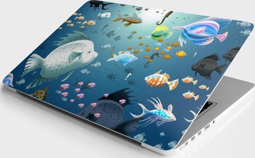 Laptop Sticker Bilgisayar Notebook Pc Kaplama Etiketi Su Altı Balıklar