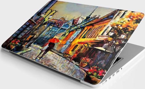 Laptop Sticker Bilgisayar Notebook Pc Kaplama Etiketi Budapeşte Sokak Yağlıboya