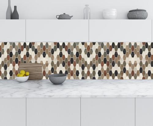 Mutfak Tezgah Arası Folyo Fayans Kaplama Folyosu Altıgen Mozaik Karo 60x200 CM