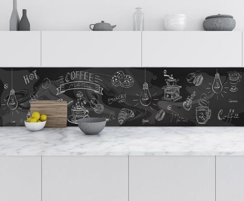 Mutfak Tezgah Arası Folyo Fayans Kaplama Folyosu Coffee Menu 60x200 CM
