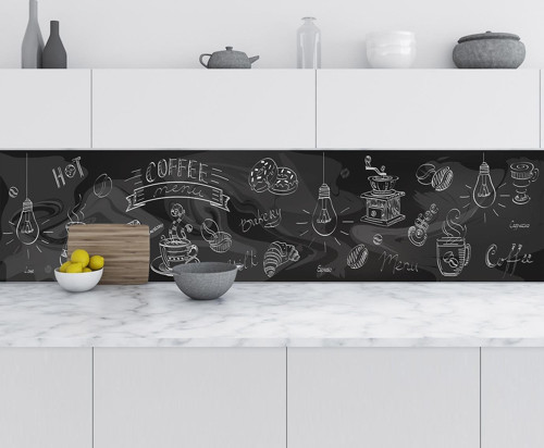 Mutfak Tezgah Arası Folyo Fayans Kaplama Folyosu Coffee Menu 60x500 CM