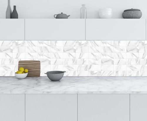 Mutfak Tezgah Arası Folyo Fayans Kaplama Folyosu Beyaz Mermer Duvar Karo 60x200 CM