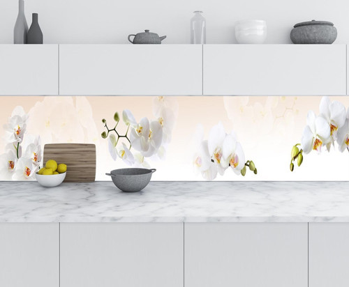 Mutfak Tezgah Arası Folyo Fayans Kaplama Folyosu Beyaz Orkide 60x400 CM