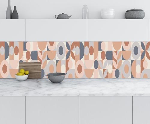 Mutfak Tezgah Arası Folyo Fayans Kaplama Folyosu Kahve Geometrik Mozaik 60x500 CM