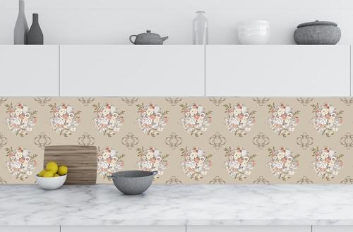 Mutfak Tezgah Arası Folyo Fayans Kaplama Folyosu Demet Çiçekler 60 x 200