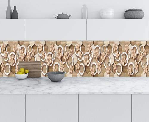 Mutfak Tezgah Arası Folyo Fayans Kaplama Folyosu 3d Daire Çiçek 60x300 CM
