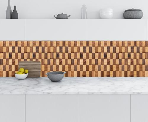 Mutfak Tezgah Arası Folyo Fayans Kaplama Folyosu Kare Ahşap 60x500 CM